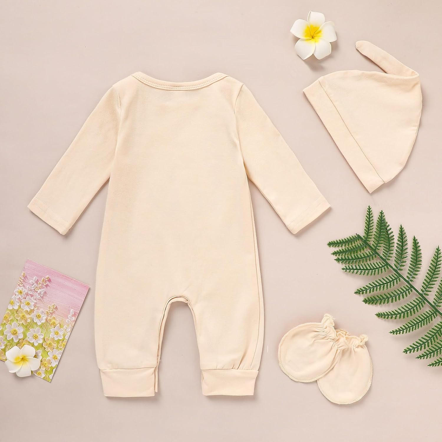 GRNSHTS Newborn Baby Boy Romper Set with Hat and Gloves 3PCS