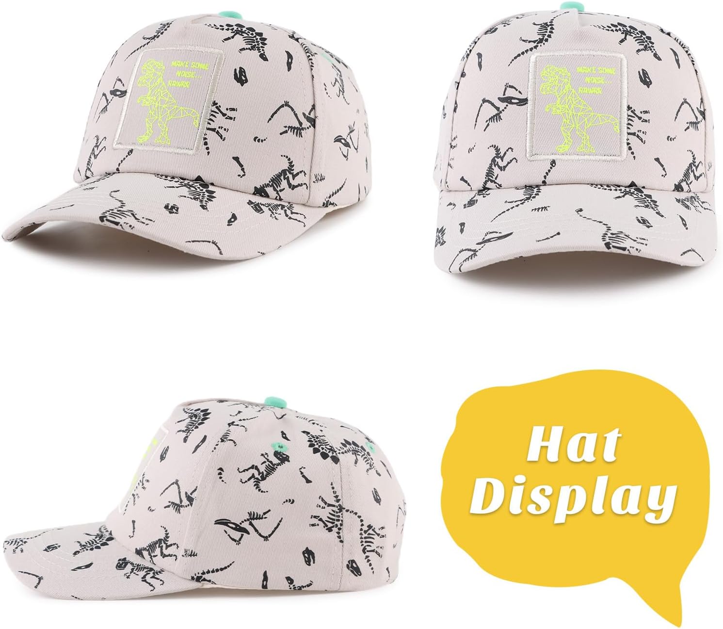 Adjustable Toddler Hats with Dinosaur Pattern