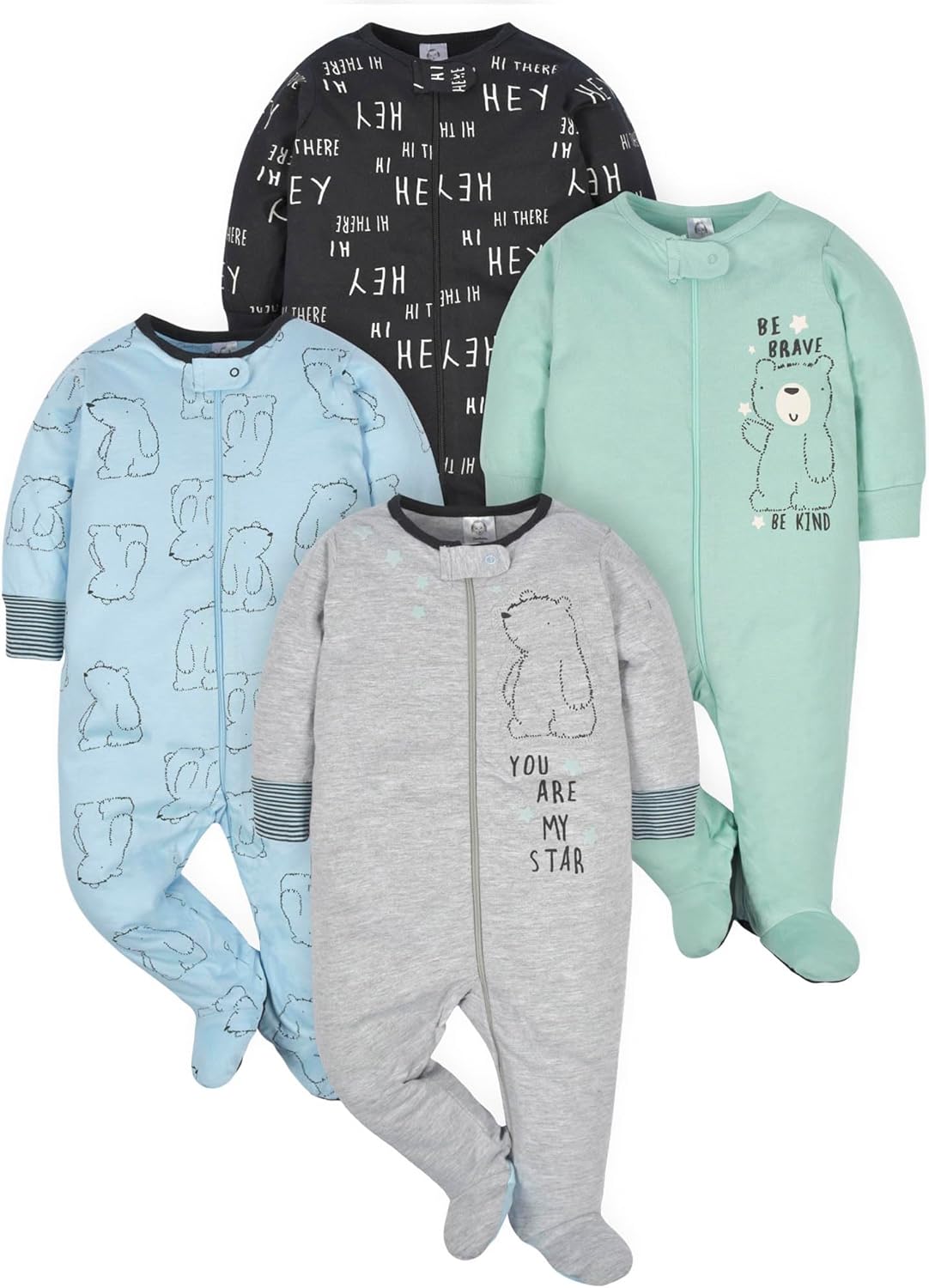 Gerber 4-Pack Sleep N Play Footie for Boys Soft Cotton