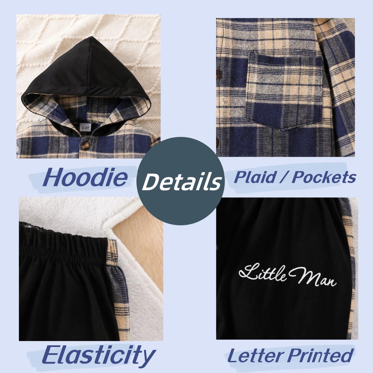 Cool Plaid Toddler Boys Outfit Set