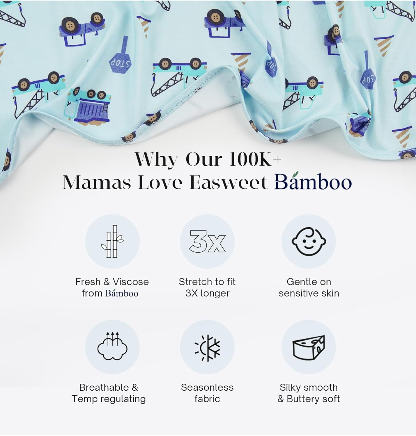 EASWEET Bamboo Viscose Pajama for Baby Zipped Diaper friendly