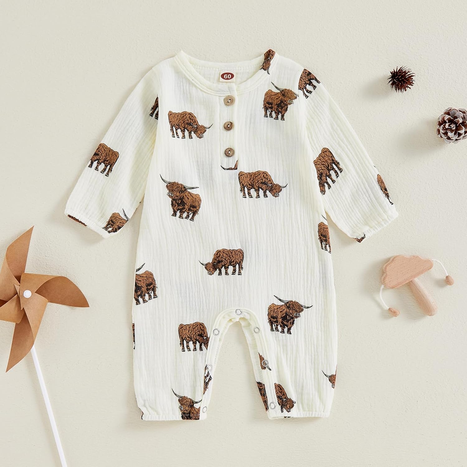 Infant Baby Boy Cow Print Romper
