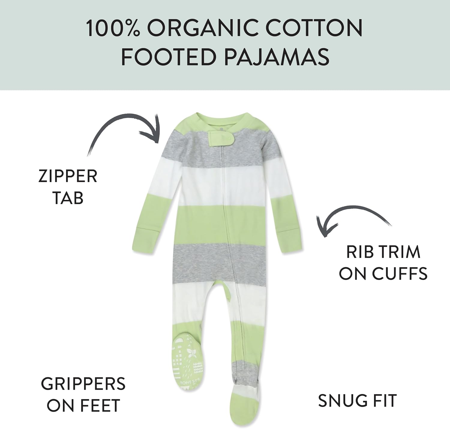 HonestBaby Organic Cotton Footed Pajamas for Baby Boys