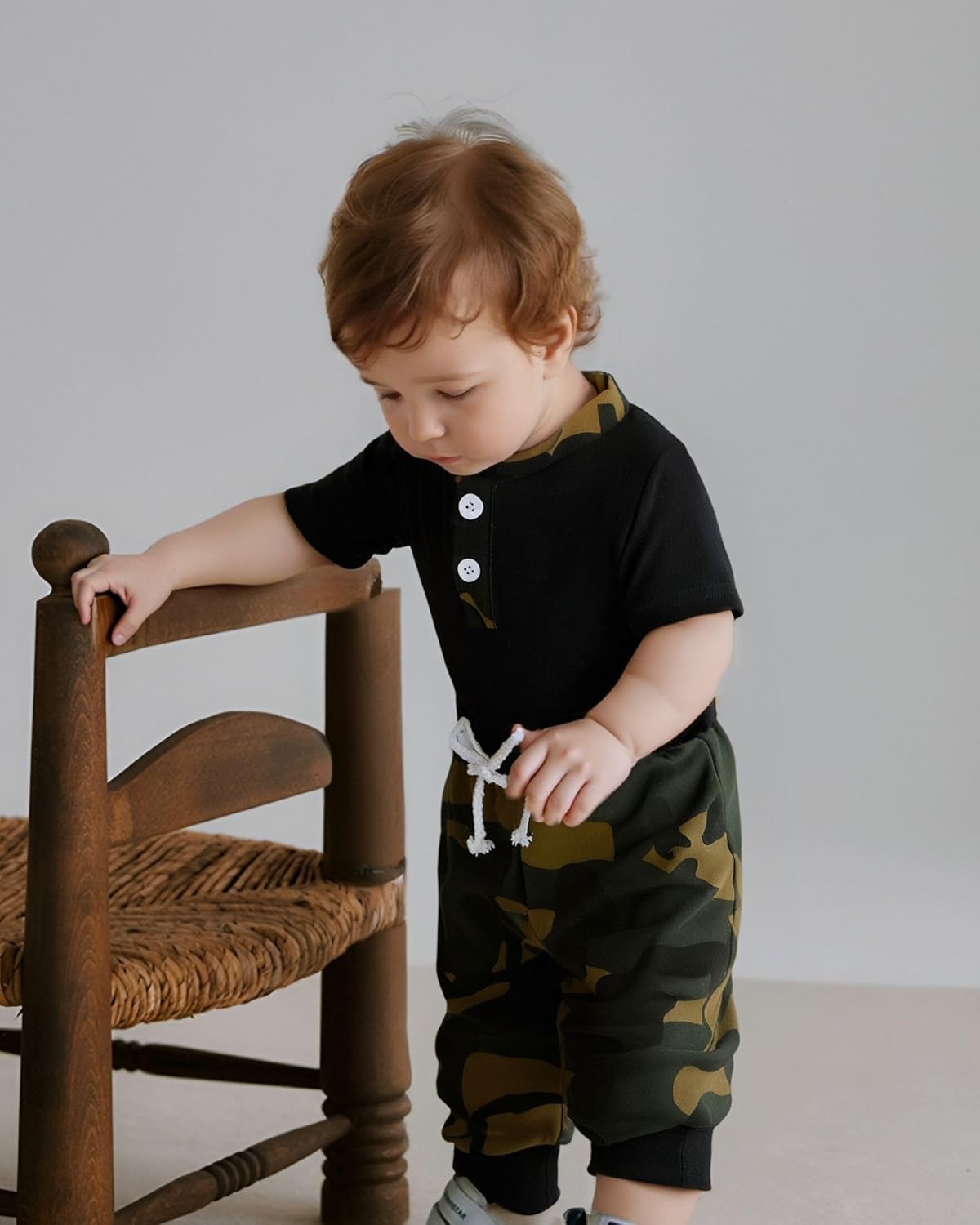 Letter Print Romper Pants Set for Baby Boys