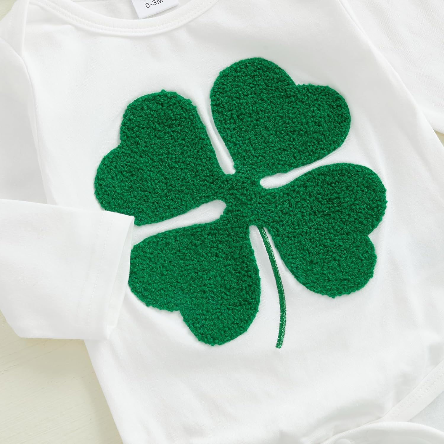 St Patricks Day Clover Romper 3-Piece Set for Baby Boys