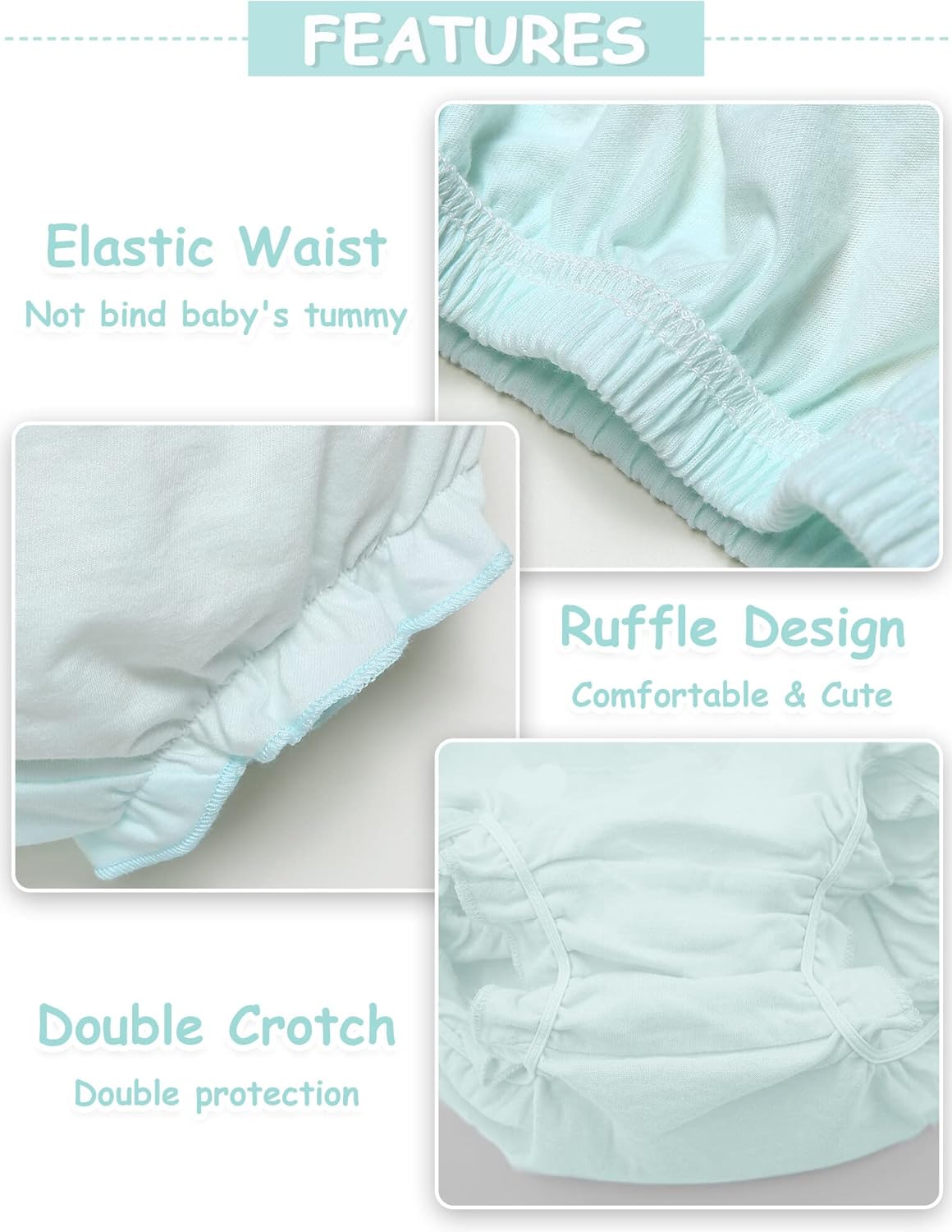 SEAUR Baby Boys Soft Cotton Diapers with Ruffle