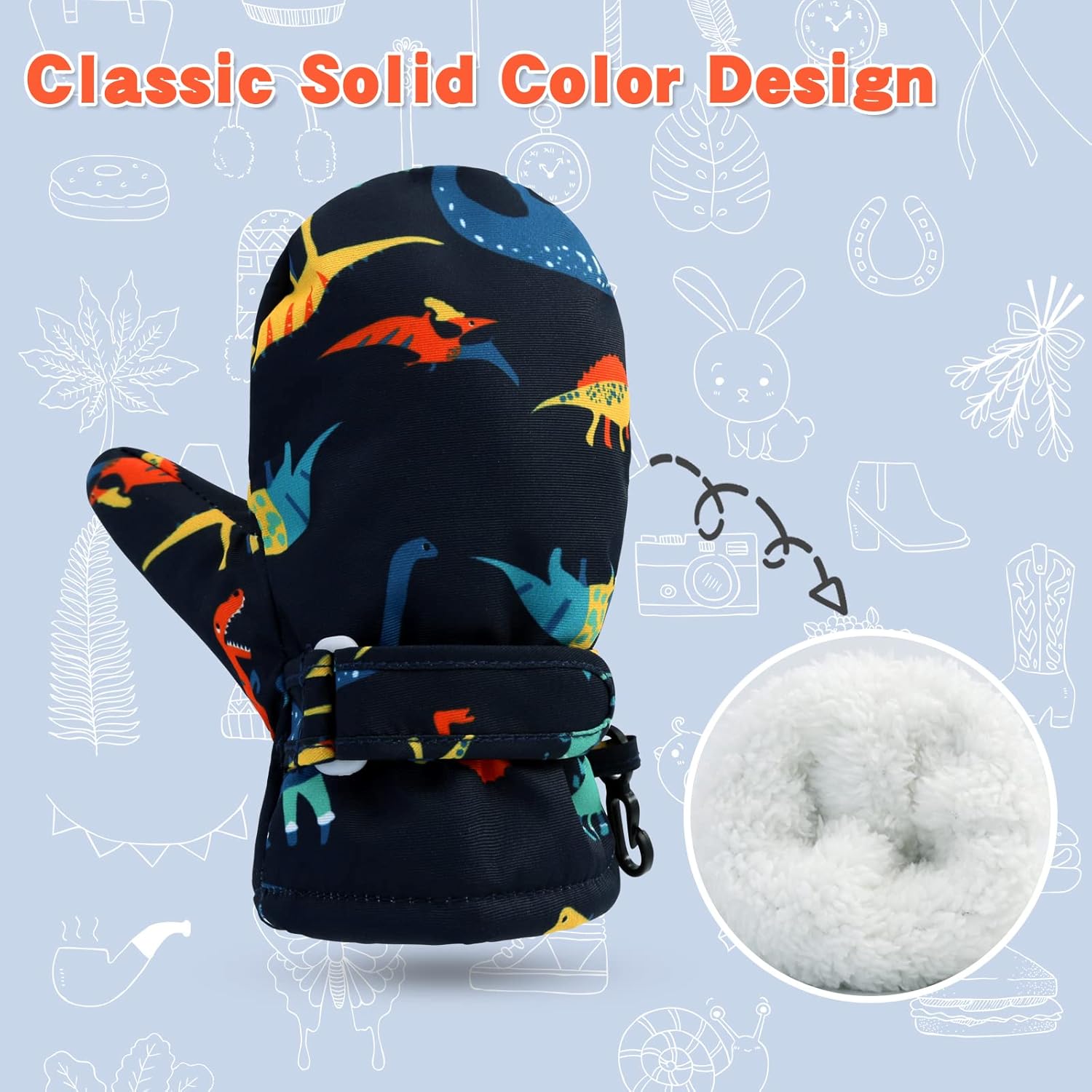 BAVST Toddler Waterproof Mittens Fleece Lined Winter Warm Gloves for Little Kids
