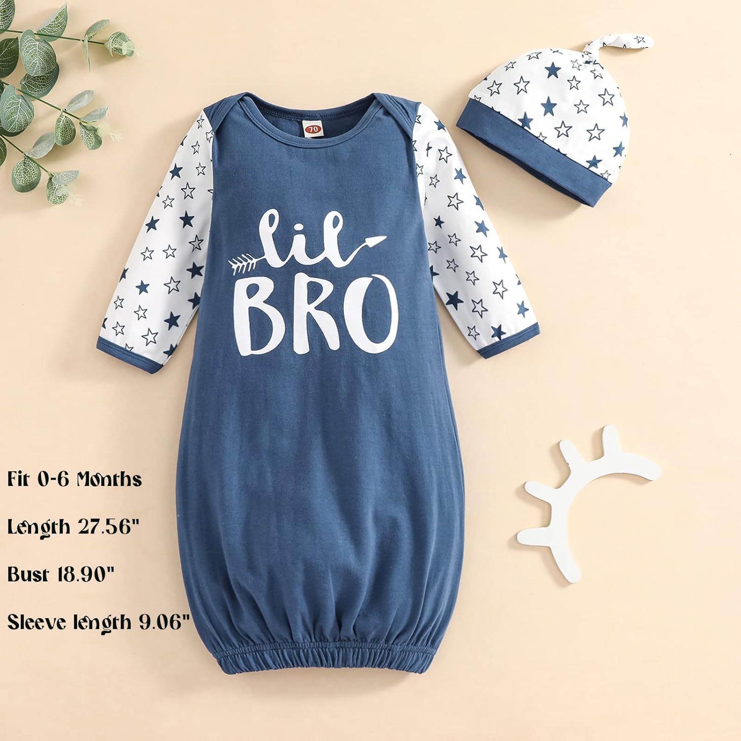 AMAWMW Newborn Baby Girl Little Sister Gown Long Sleeve Nightgown