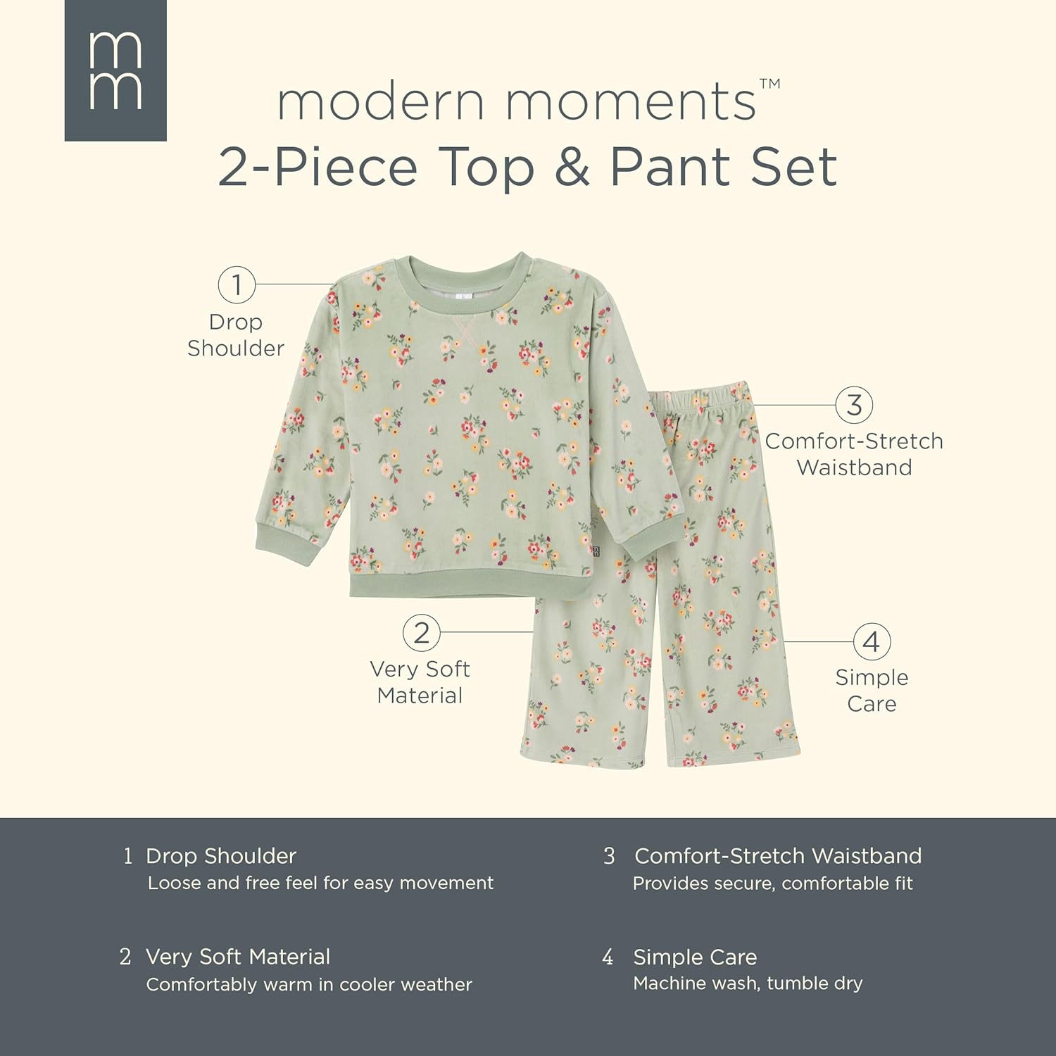 Modern Moments by Gerber Toddler Pajama Set - bunny fleece