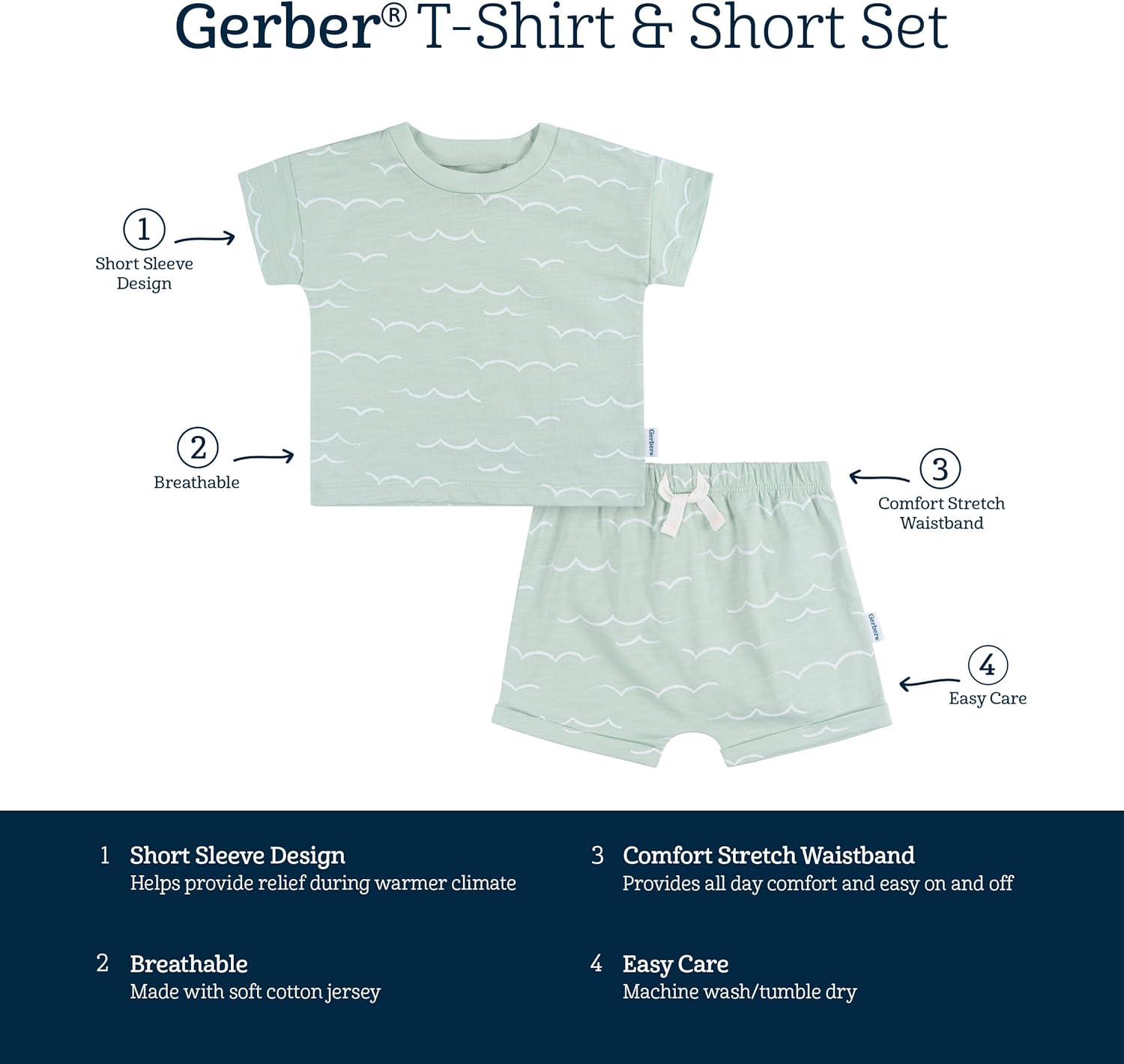 Gerber Baby Boys Lightweight T-Shirt and Shorts Set