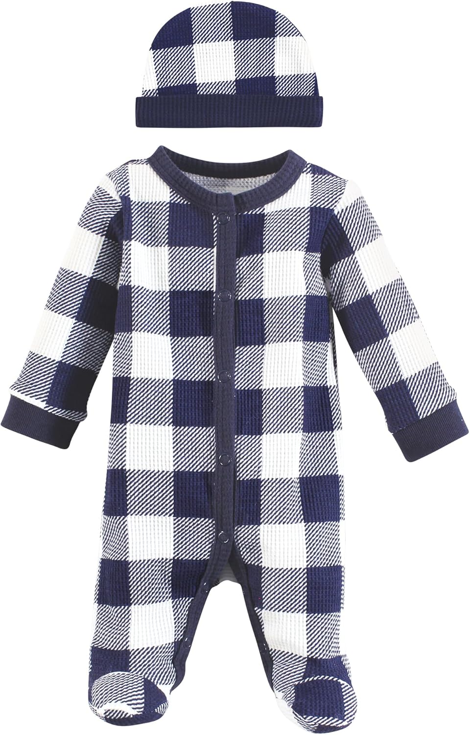 Hudson Baby Unisex Thermal Cap Navy Plaid