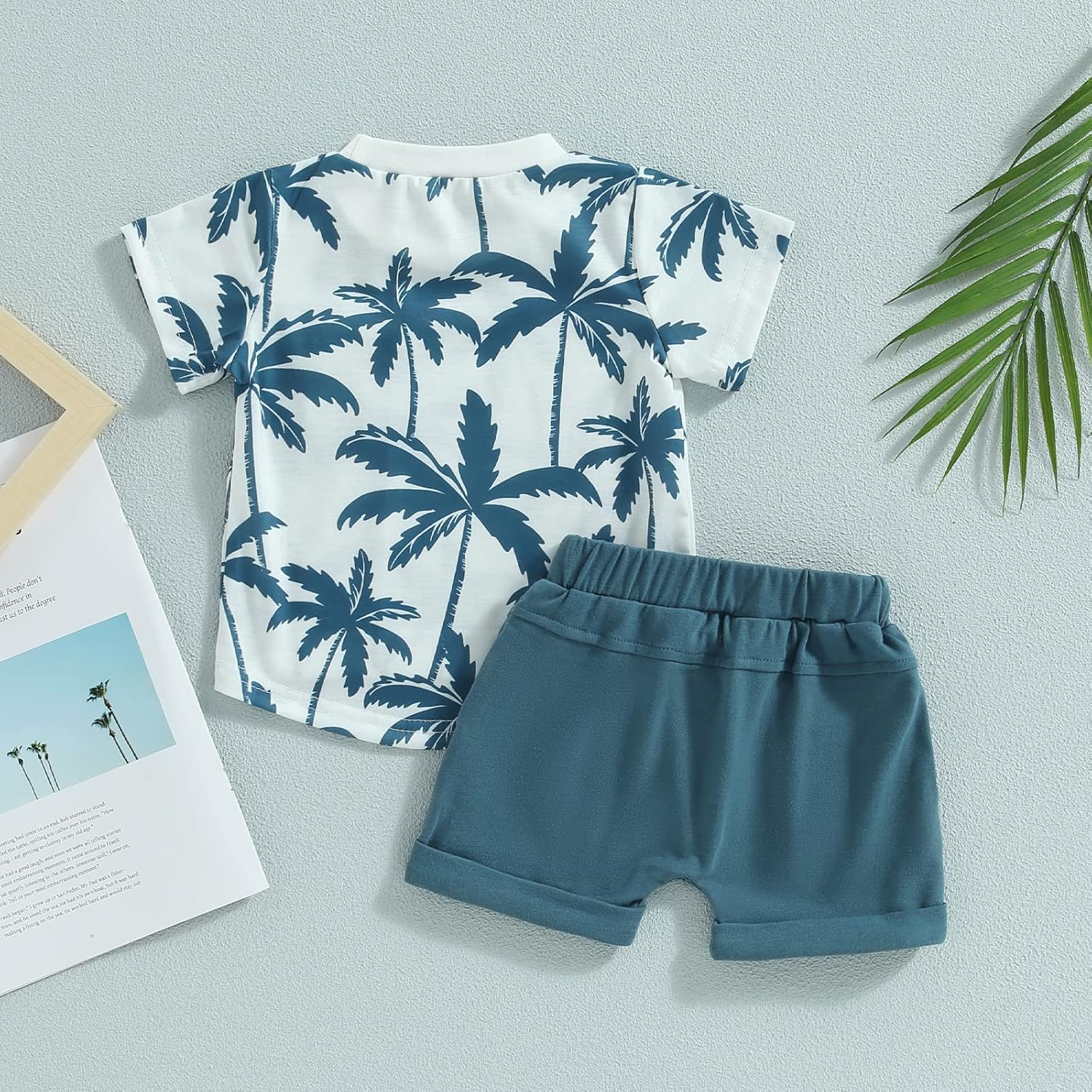 Saliuentm Toddler Beach Set tropical t-shirt and shorts