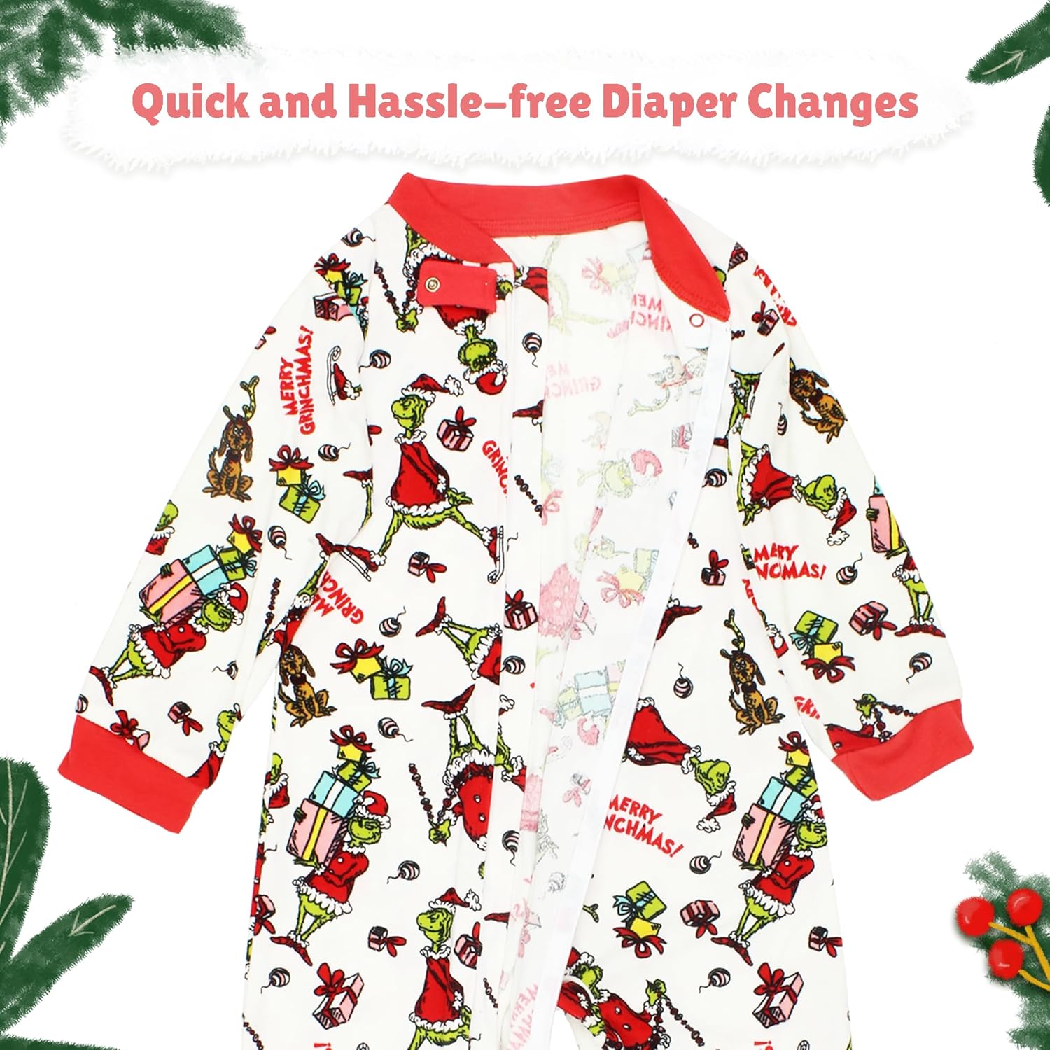Dr Seuss The Grinch Santa Baby Sleepers - Pajamas for Toddler Infant