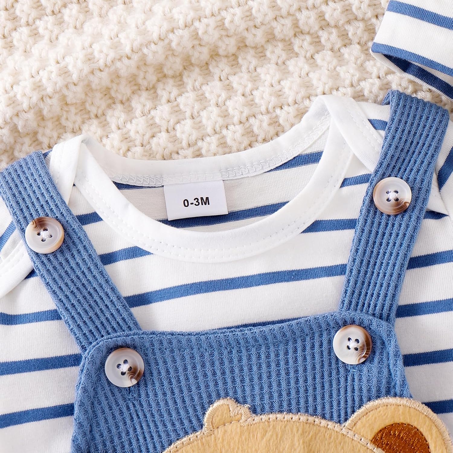Sturdy Soft Nap Time romper shorts and hat set for babies