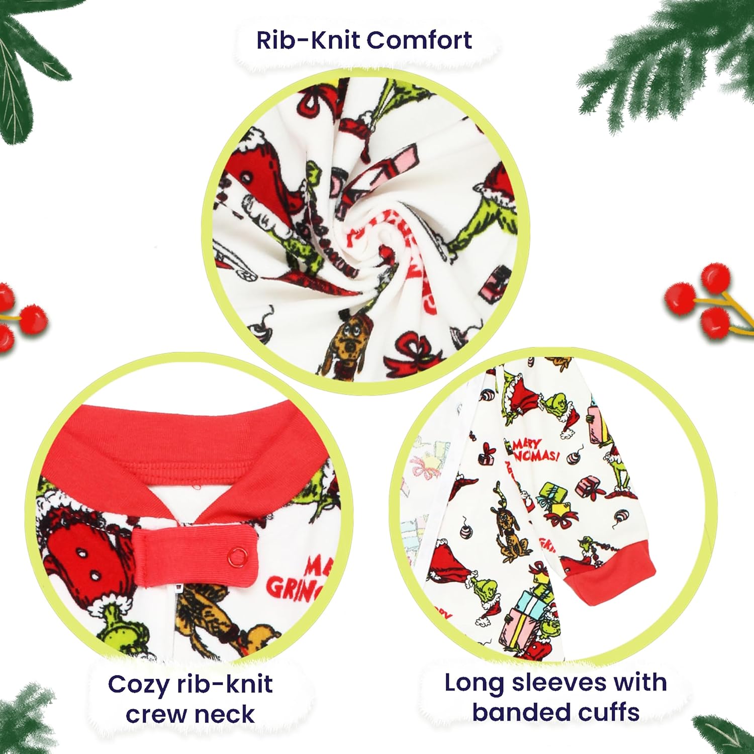 Dr Seuss The Grinch Santa Baby Sleepers - Pajamas for Toddler Infant