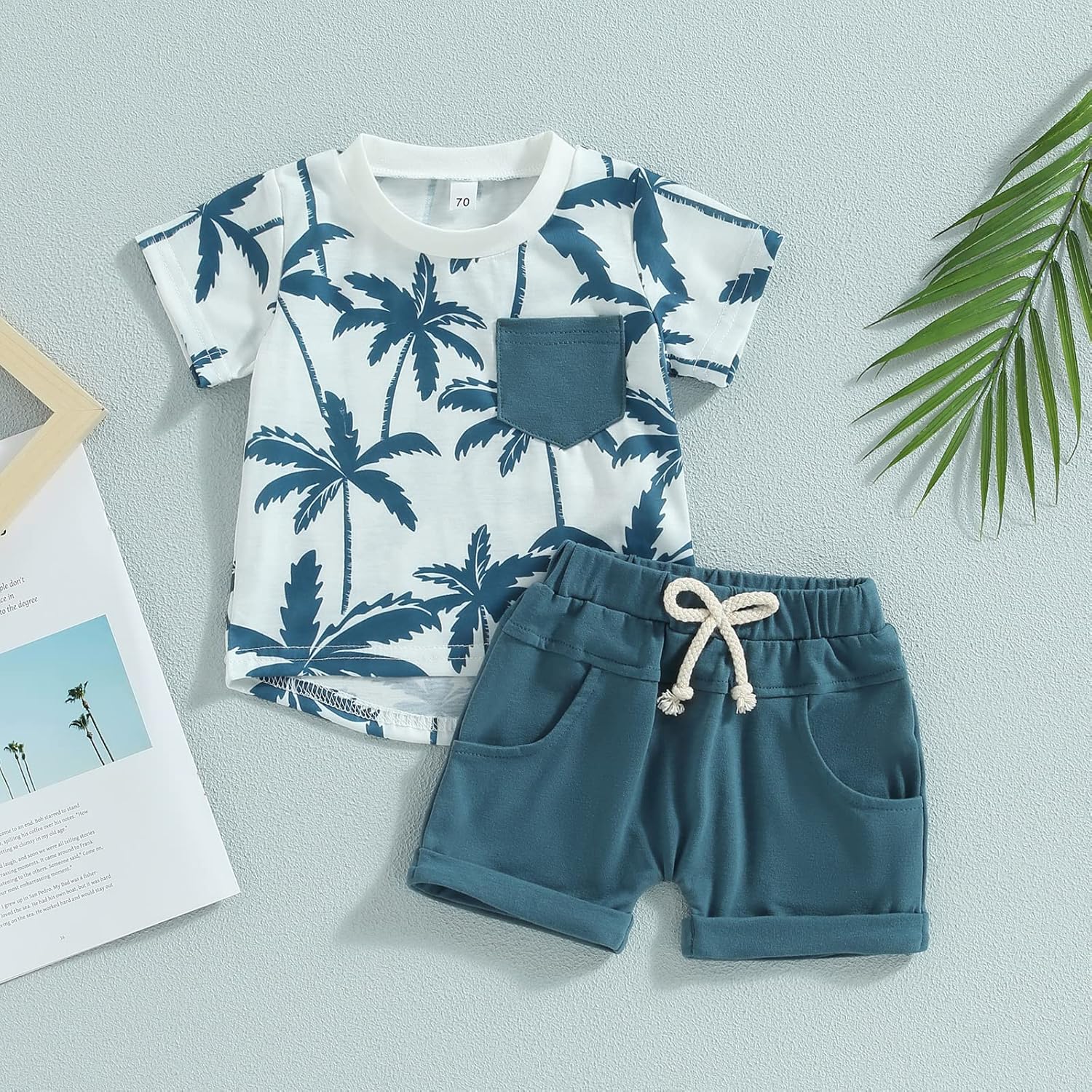 Saliuentm Toddler Beach Set tropical t-shirt and shorts