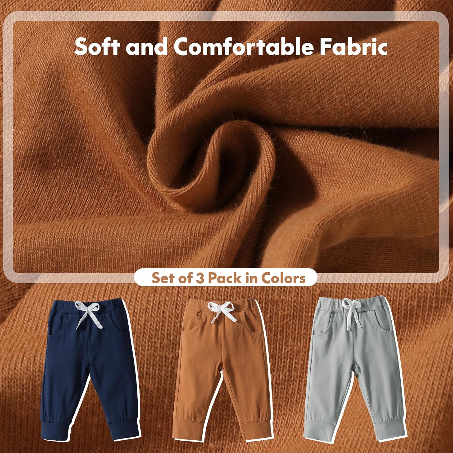 DREAM BUS Pack of 3 Toddler Jogger Pants with Pocket