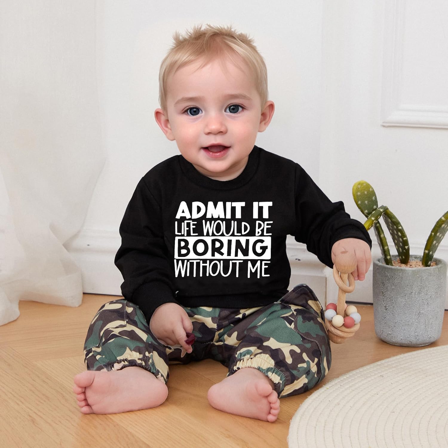 WDeHow Toddler Kids Baby Boy Fall Outfits - Trendy Fall Camouflage Sweater Set