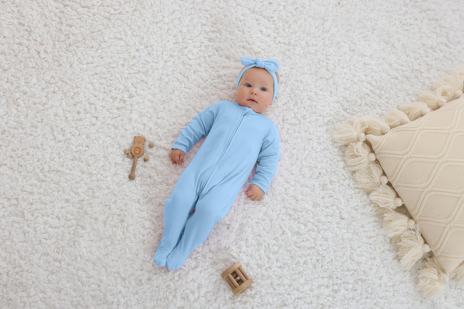Comfortable Footed Long Sleeve Pajamas for Babies