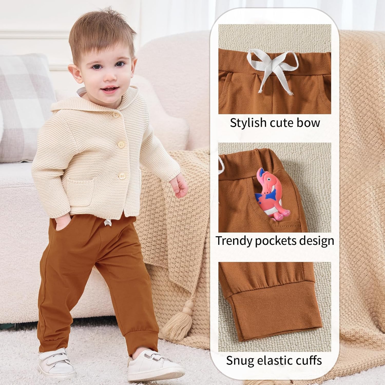 DREAM BUS Pack of 3 Toddler Jogger Pants with Pocket