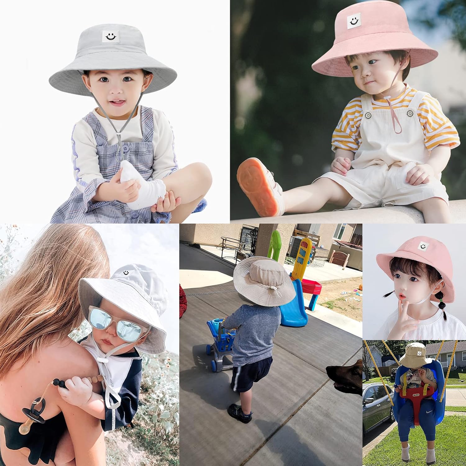 Smile Face Bucket Hat for Toddler Baby UPF 50 Sun Protection