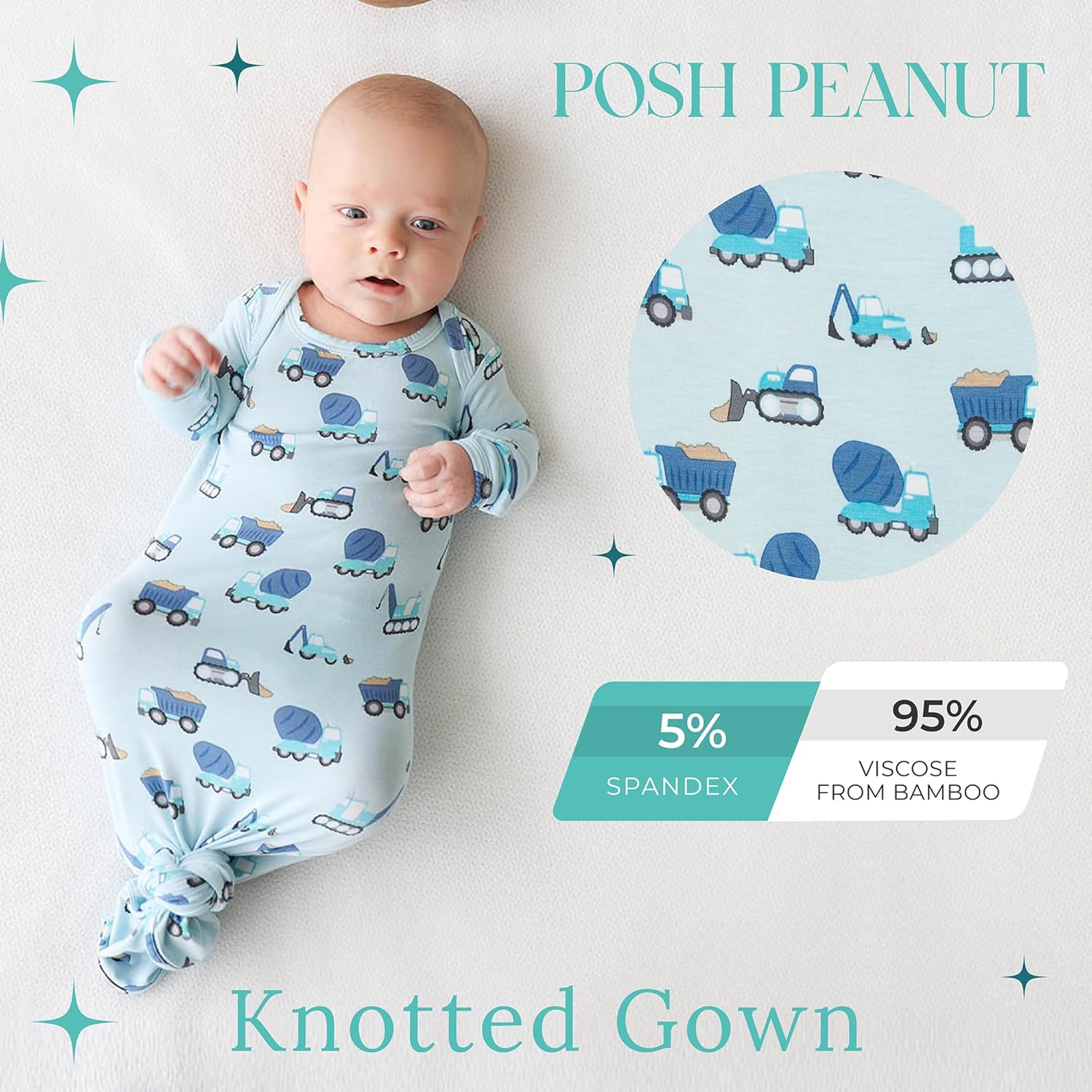 Posh Peanut Newborn Knotted Gowns 0-3 Months