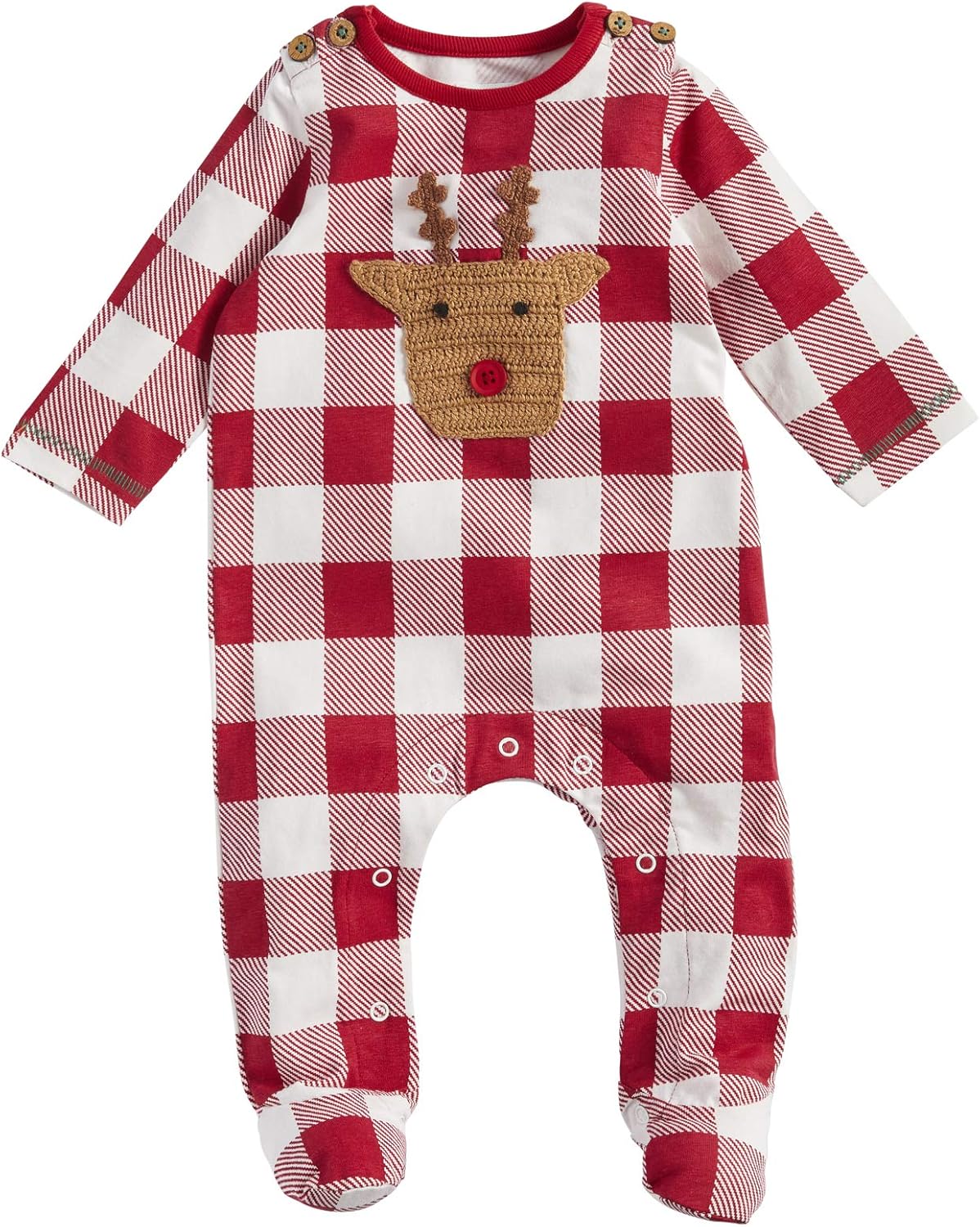 Mud Pie Baby-Boys Reindeer Check Crochet Sleepy