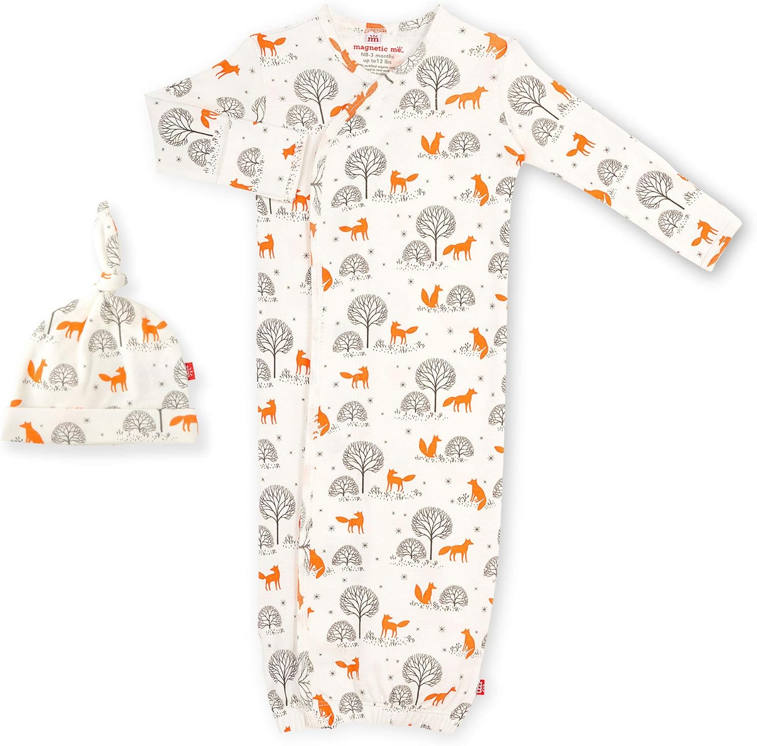 Magnetic Me Organic Cotton Newborn Gown Hat Set