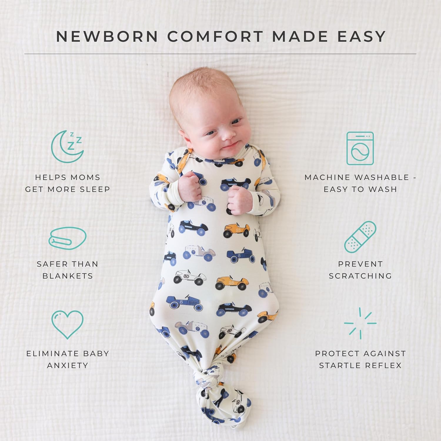 Posh Peanut Unisex Infant Gown Soft Viscose Bamboo Nightgown for Newborns