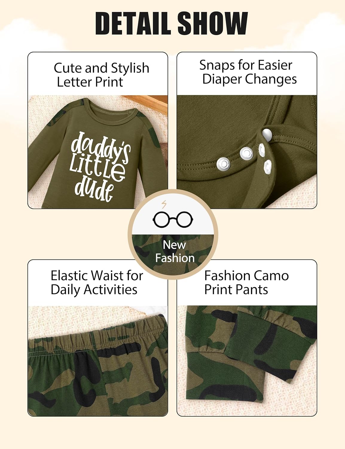 Newborn Baby Boy Camo Set Soft Trendy Perfect for All Seasons