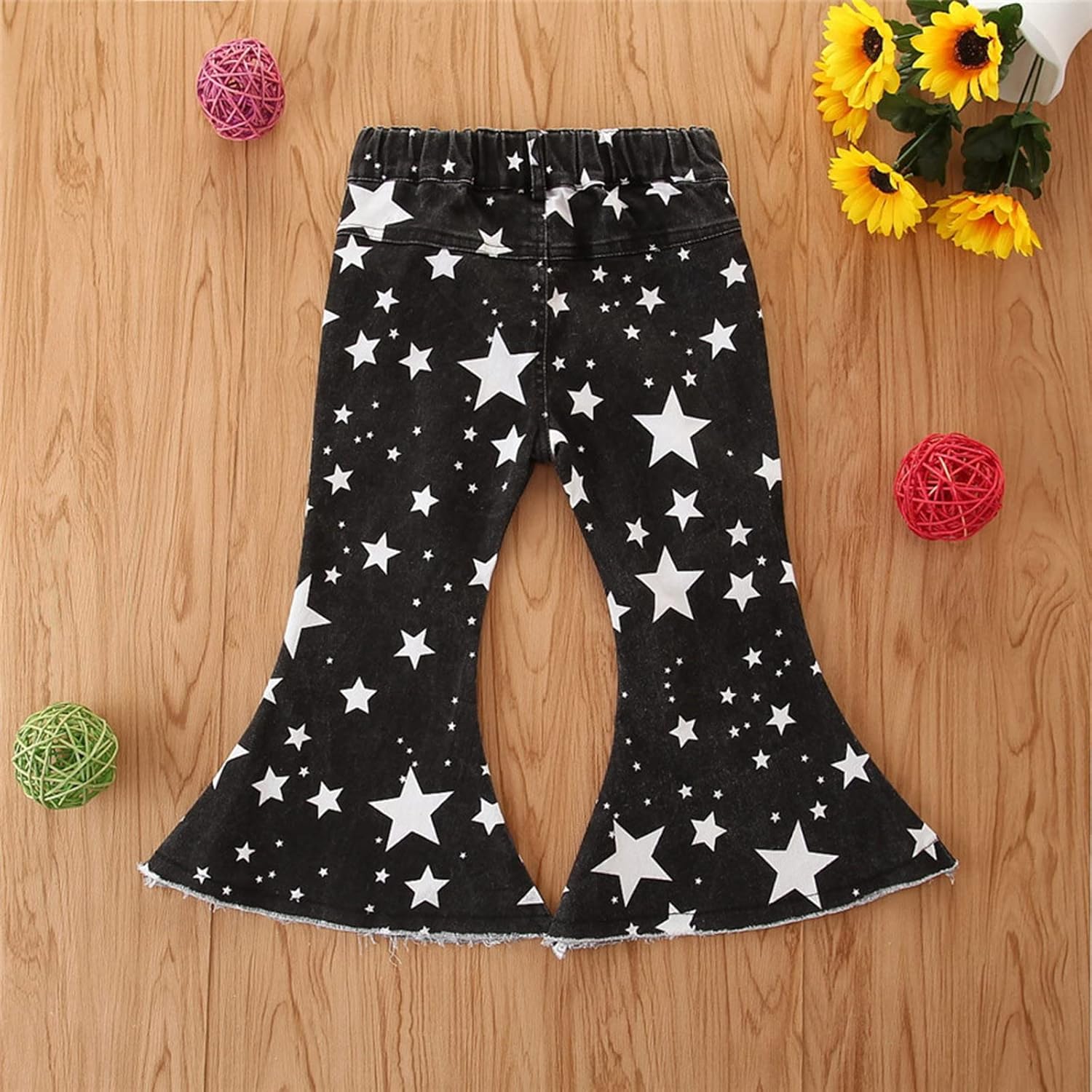 Adorable Spots Stars Ruffle Ripped Toddler Jeans 1-6Y
