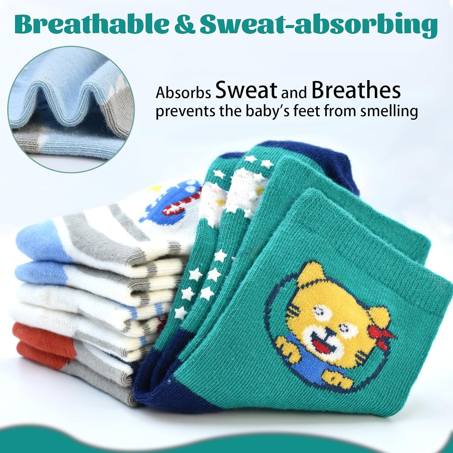 Safest Non-Slip Toddler Socks with Cartoon Grip