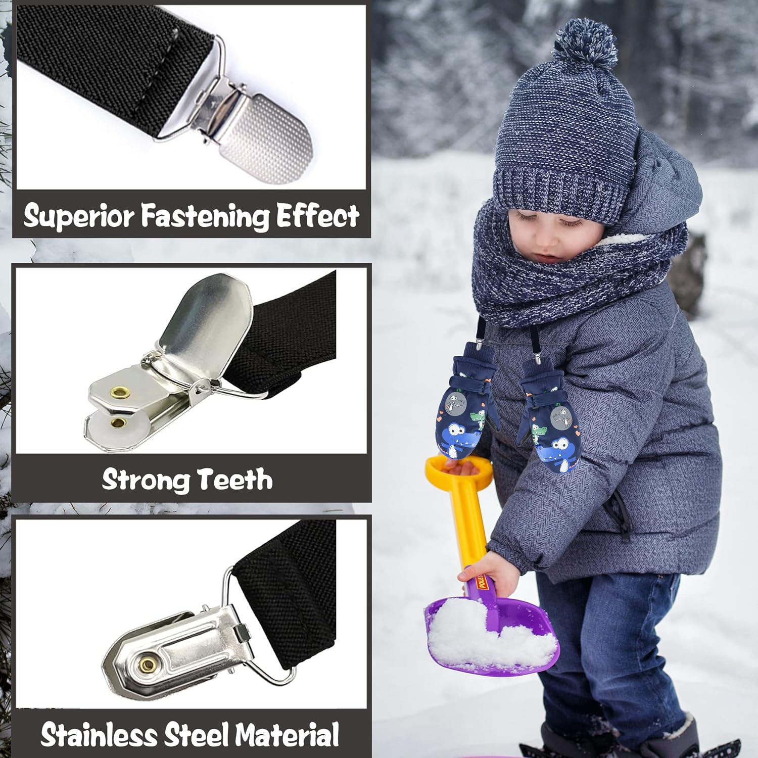 Comfortable Mitten Clips for Kids Adults