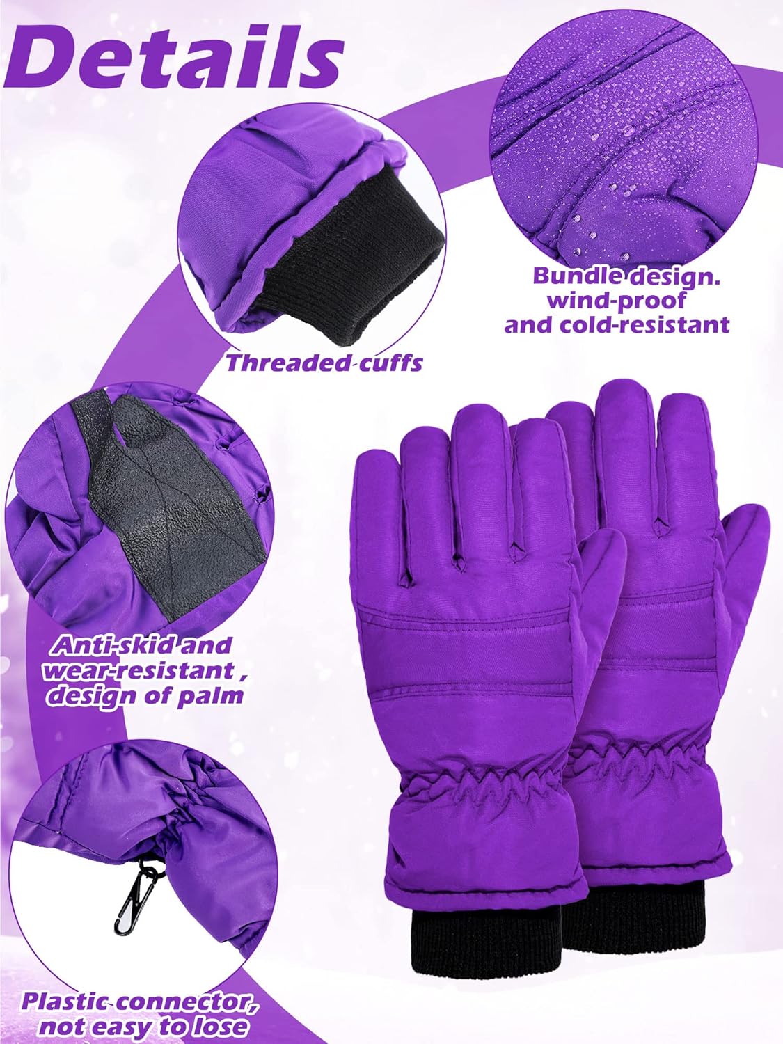 Warm Winter Ski Gloves for Kids Waterproof Durable