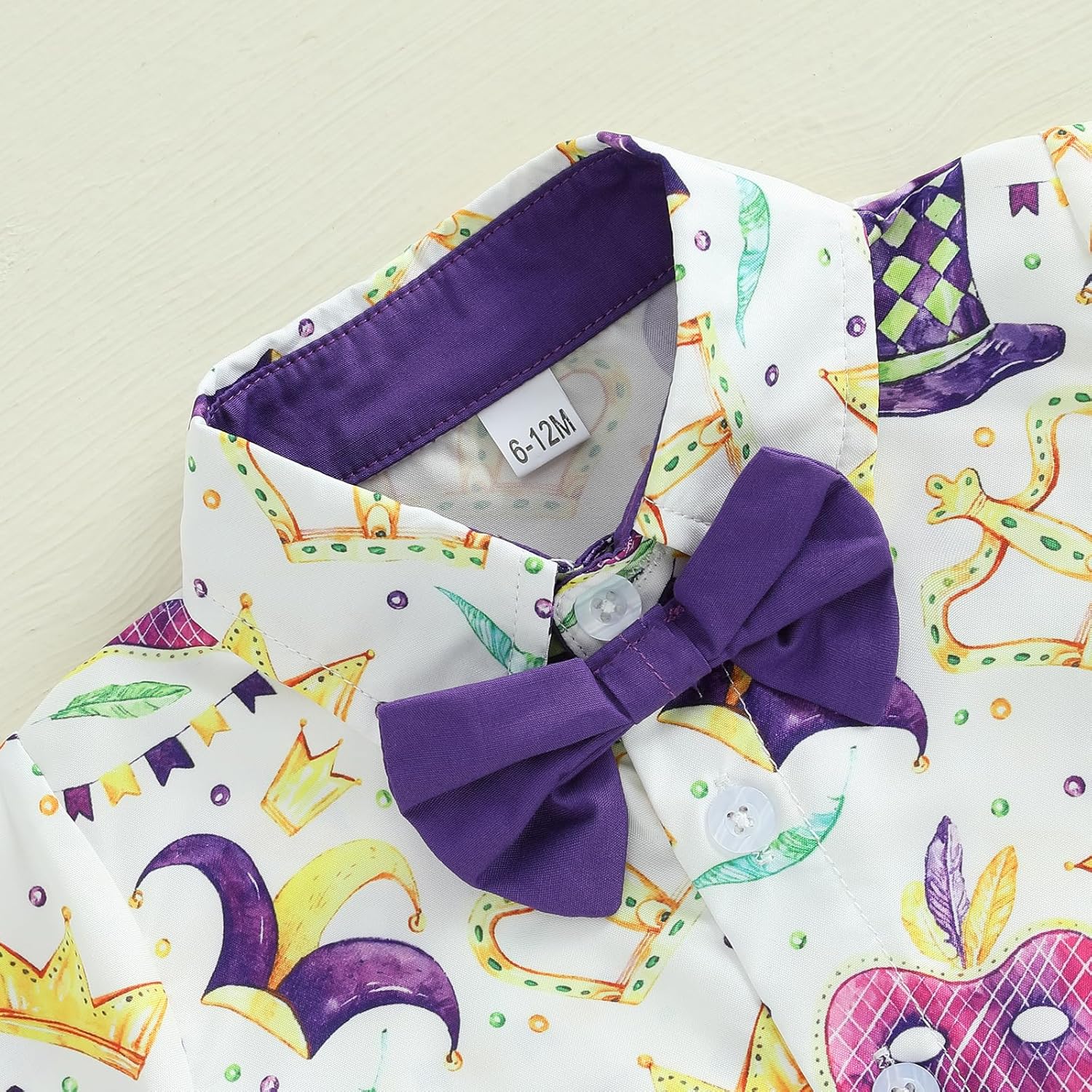 Mardi Gras Toddler Boy Outfit Set with Bowtie