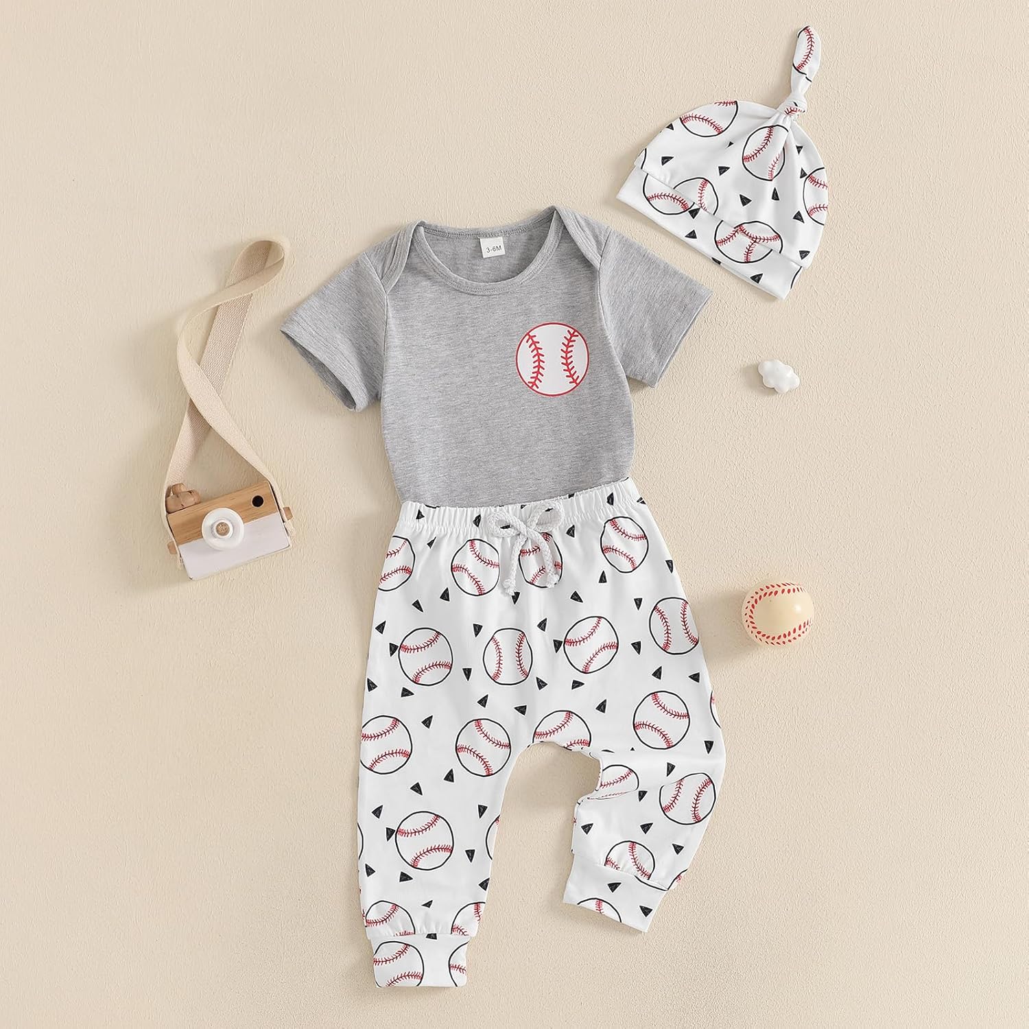 Lamuusaa Newborn Baby Boy Baseball Outfit Set