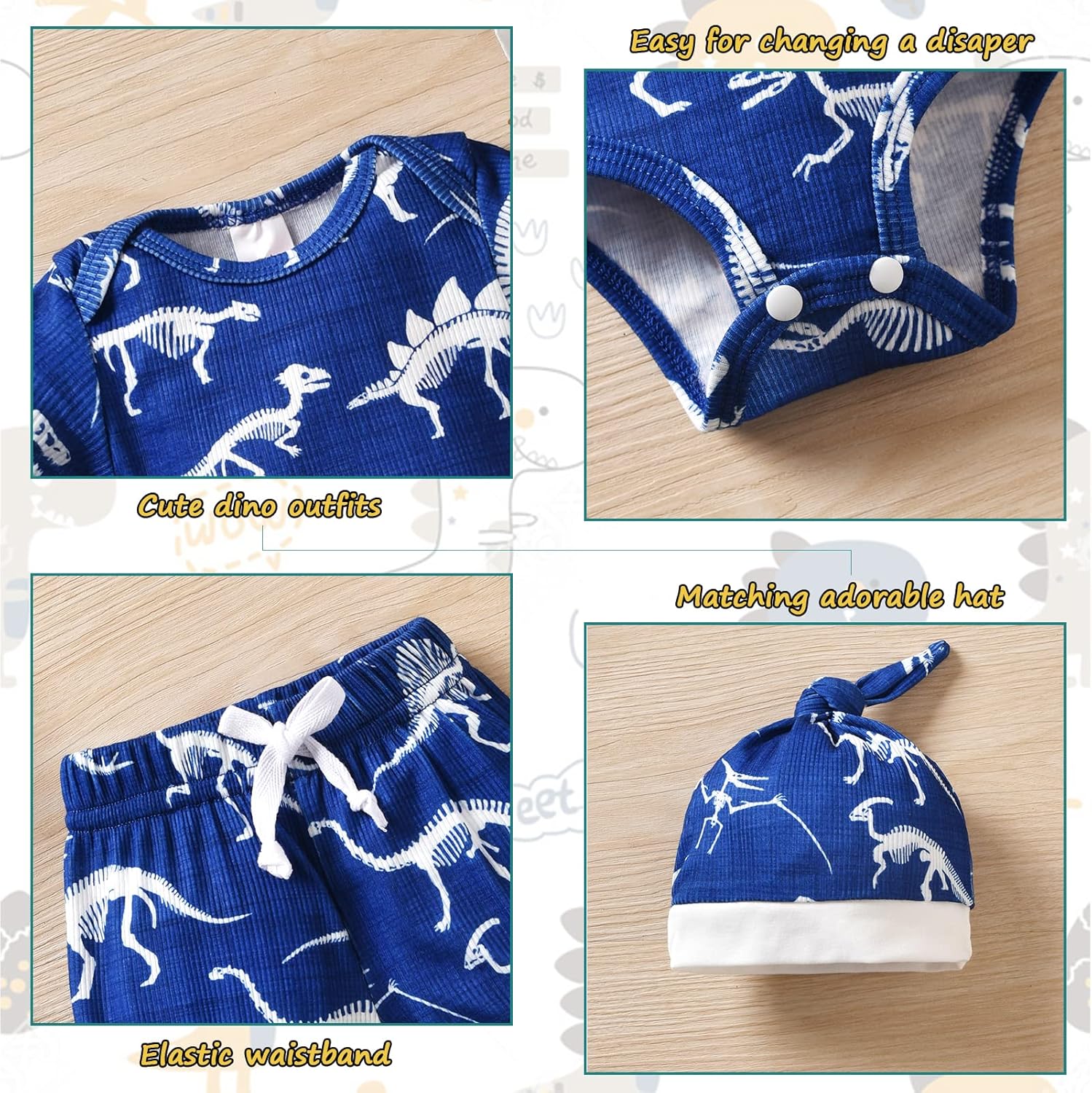HINTINA Dinosaur Preemie Boys Clothing Set