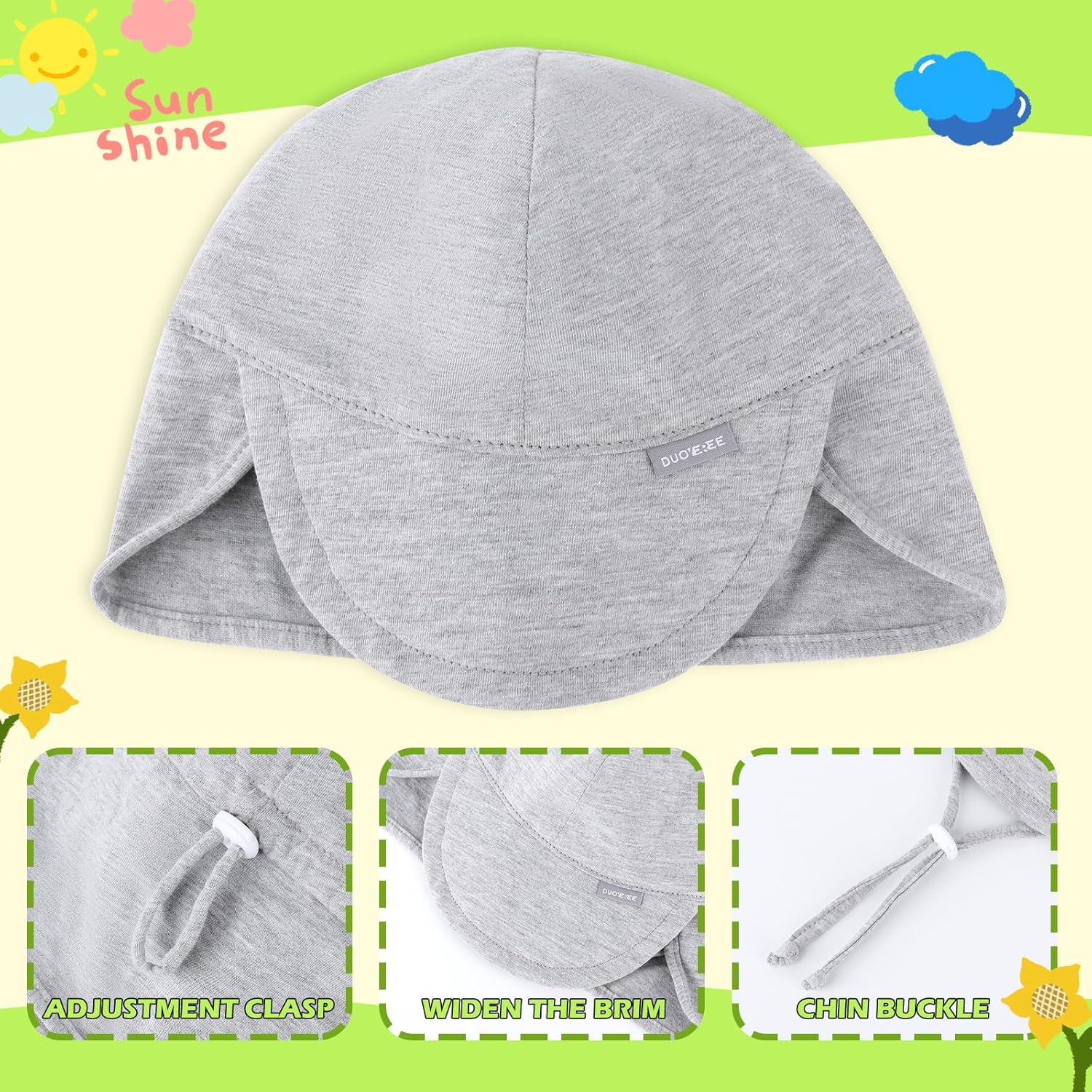 Duoyeree UPF 50 Toddler Sun Hat with Ear Neck Protection