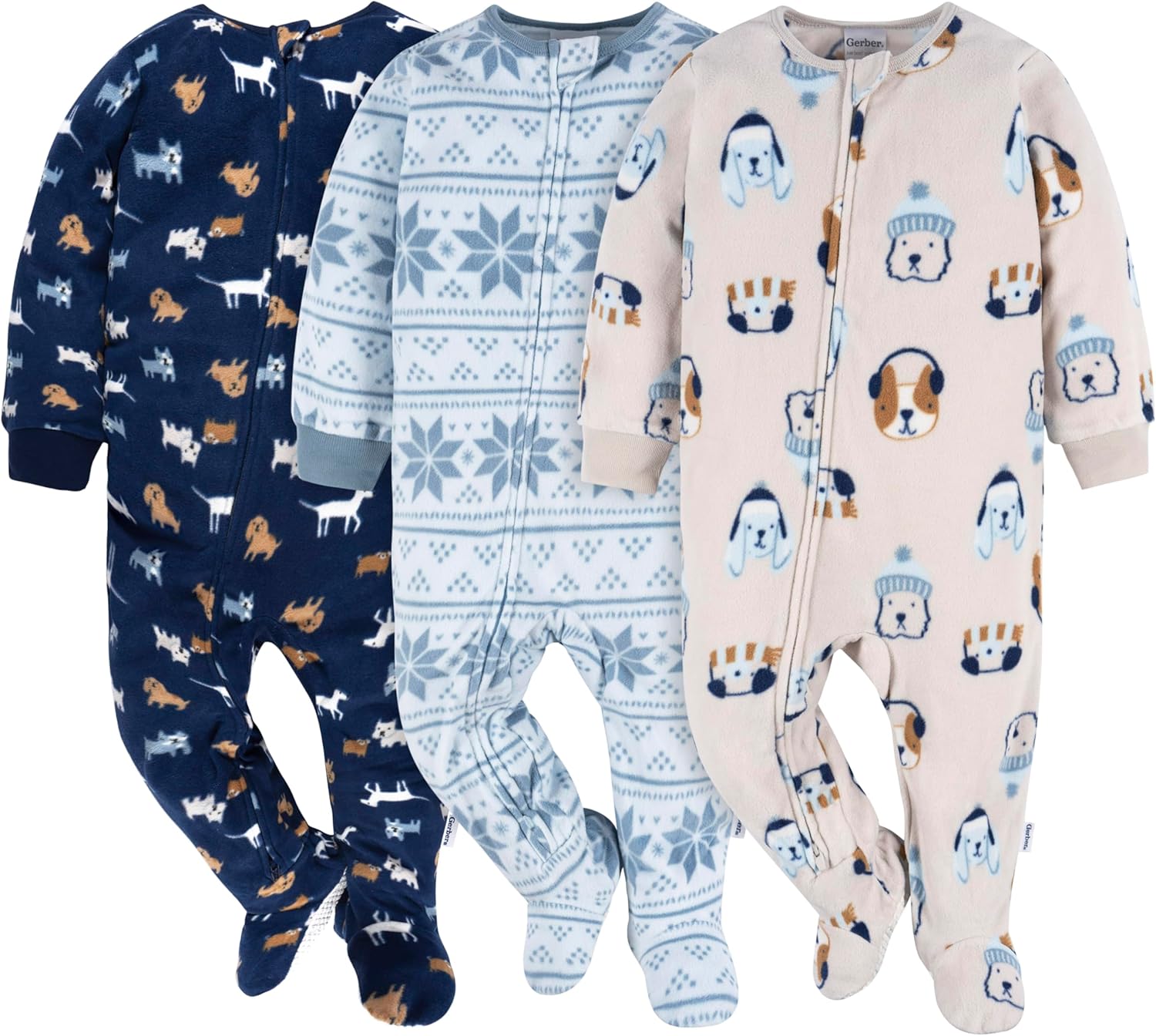 Gerber Baby Boys Flame Resistant Fleece Footed Pajamas 2-pack
