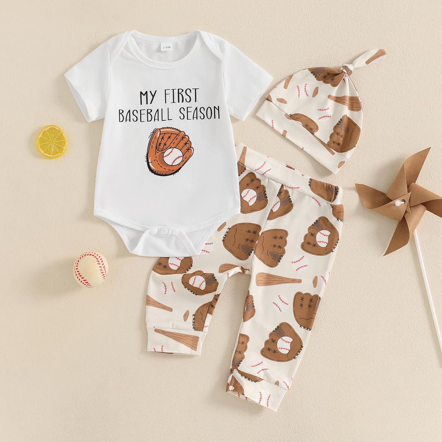 My First Baseball Season Baby Boy Outfit Soft Cotton Romper and Pants
