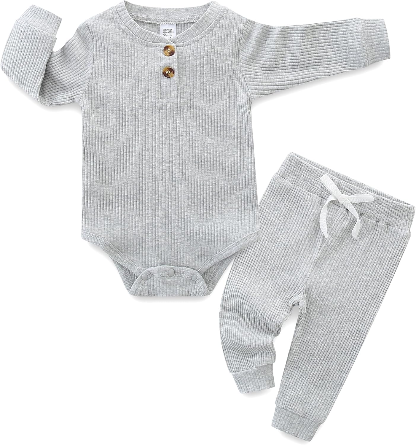 Hikido Newborn Baby Romper Set Cotton Long Sleeve Tops Pants 2PCS