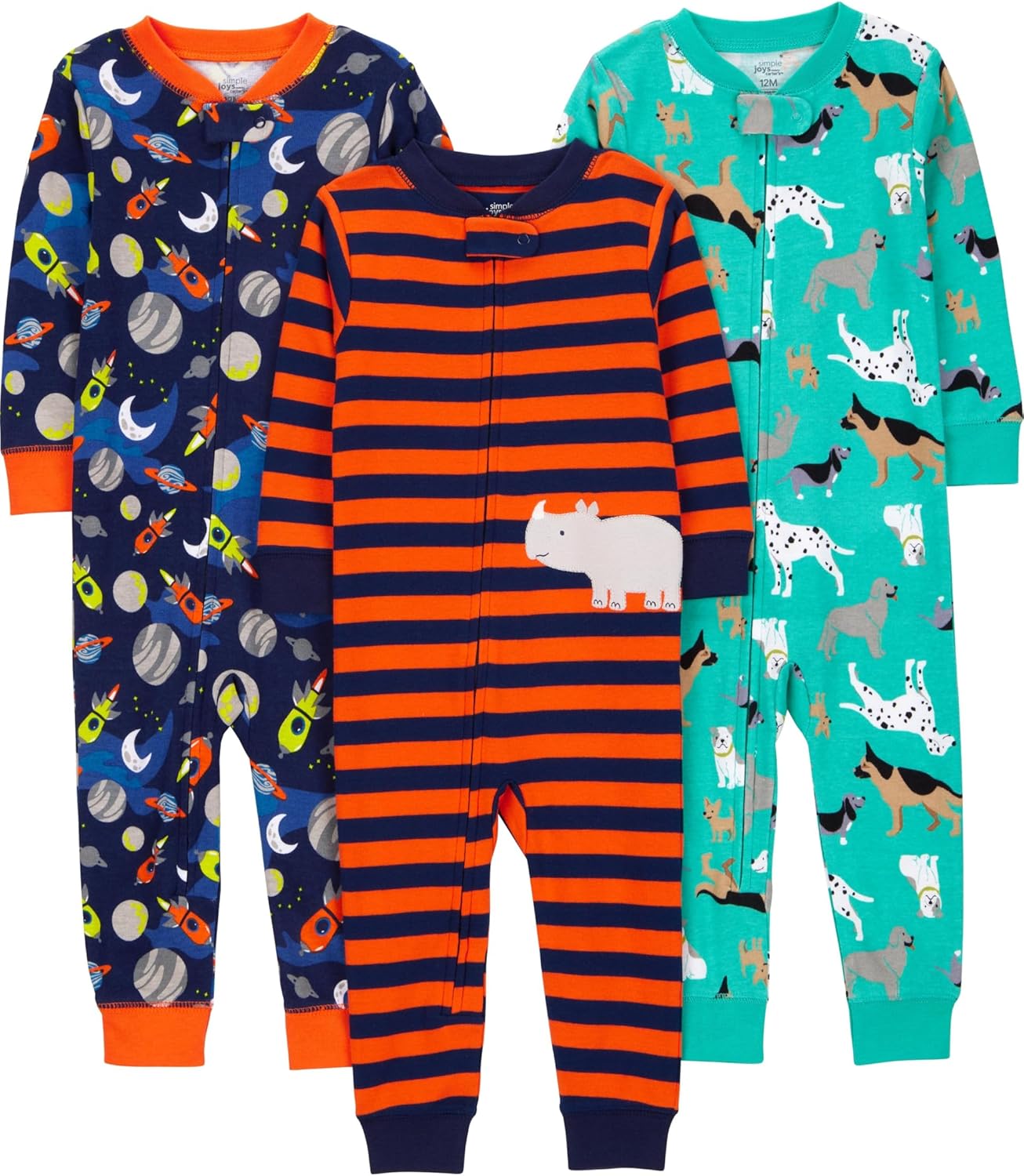 Simple Joys by Carters Kids 3-Pack Snug Fit Footless Cotton Pajamas