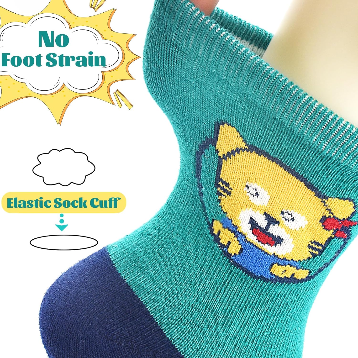 Safest Non-Slip Toddler Socks with Cartoon Grip