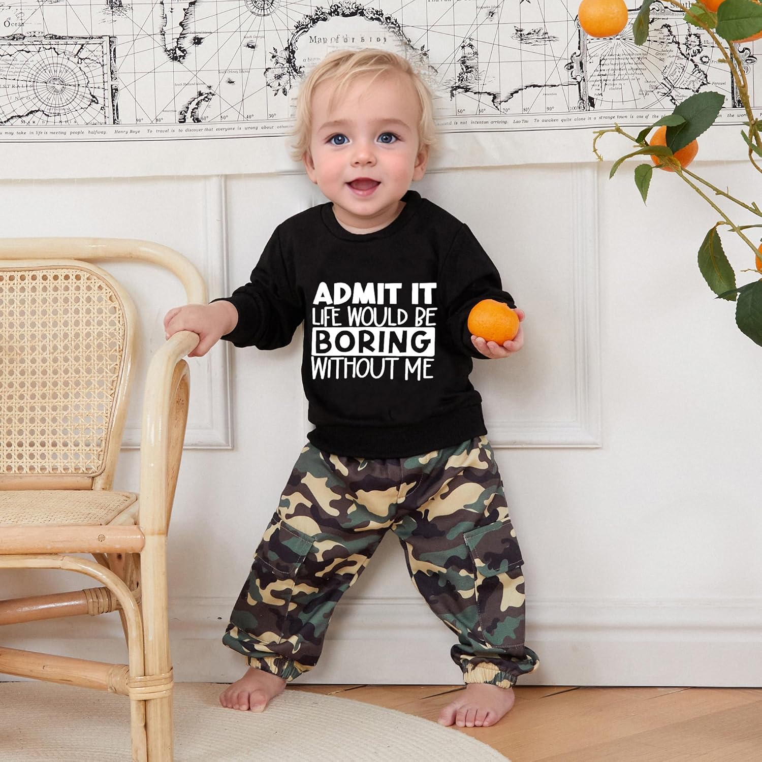 WDeHow Toddler Kids Baby Boy Fall Outfits - Trendy Fall Camouflage Sweater Set
