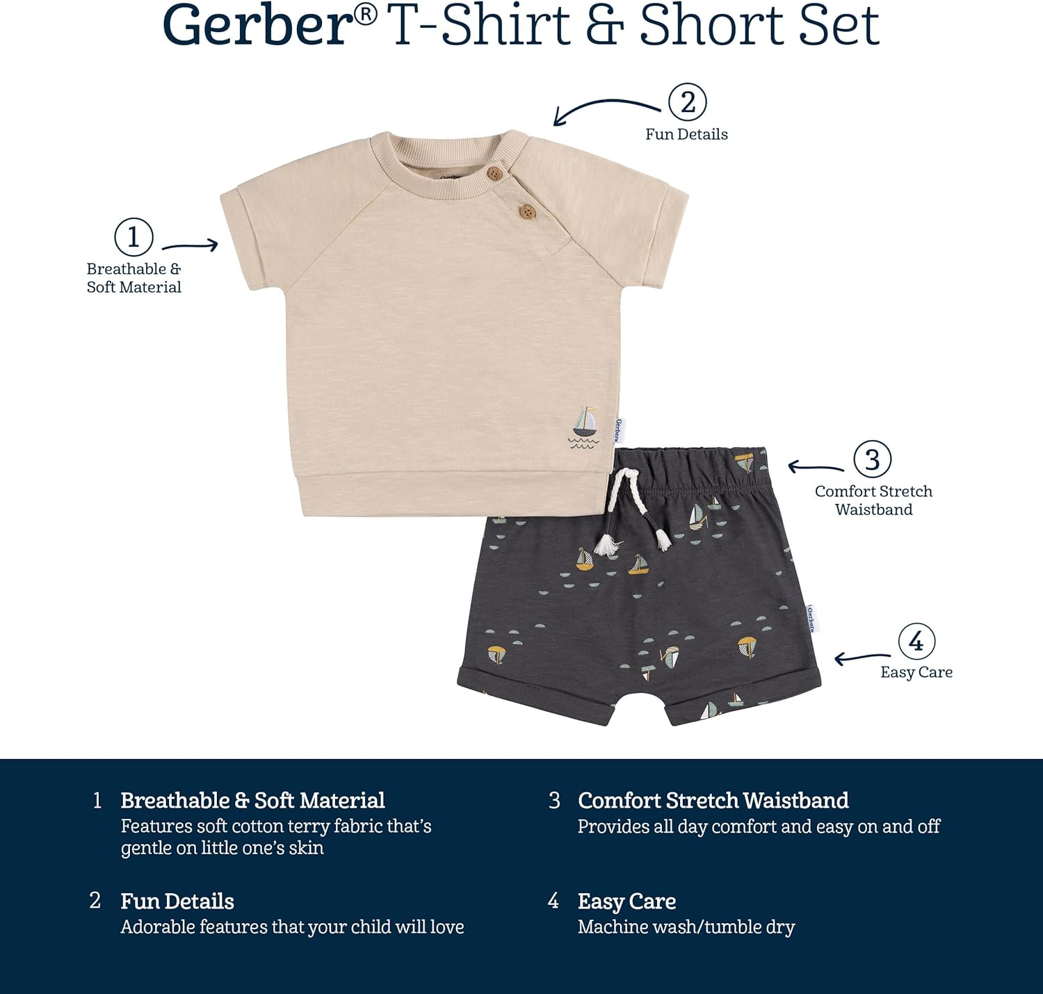 Perfect Comfort Fit - Gerber Baby T-Shirt Shorts Set