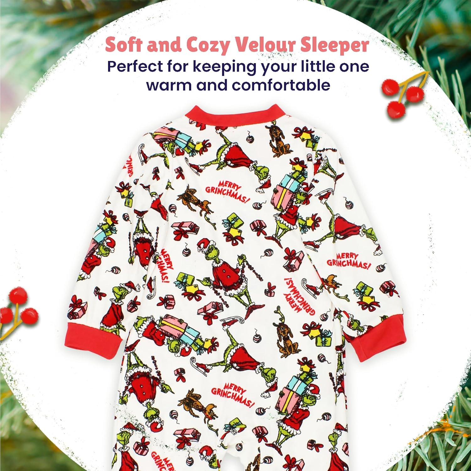 Dr Seuss The Grinch Santa Baby Sleepers - Pajamas for Toddler Infant