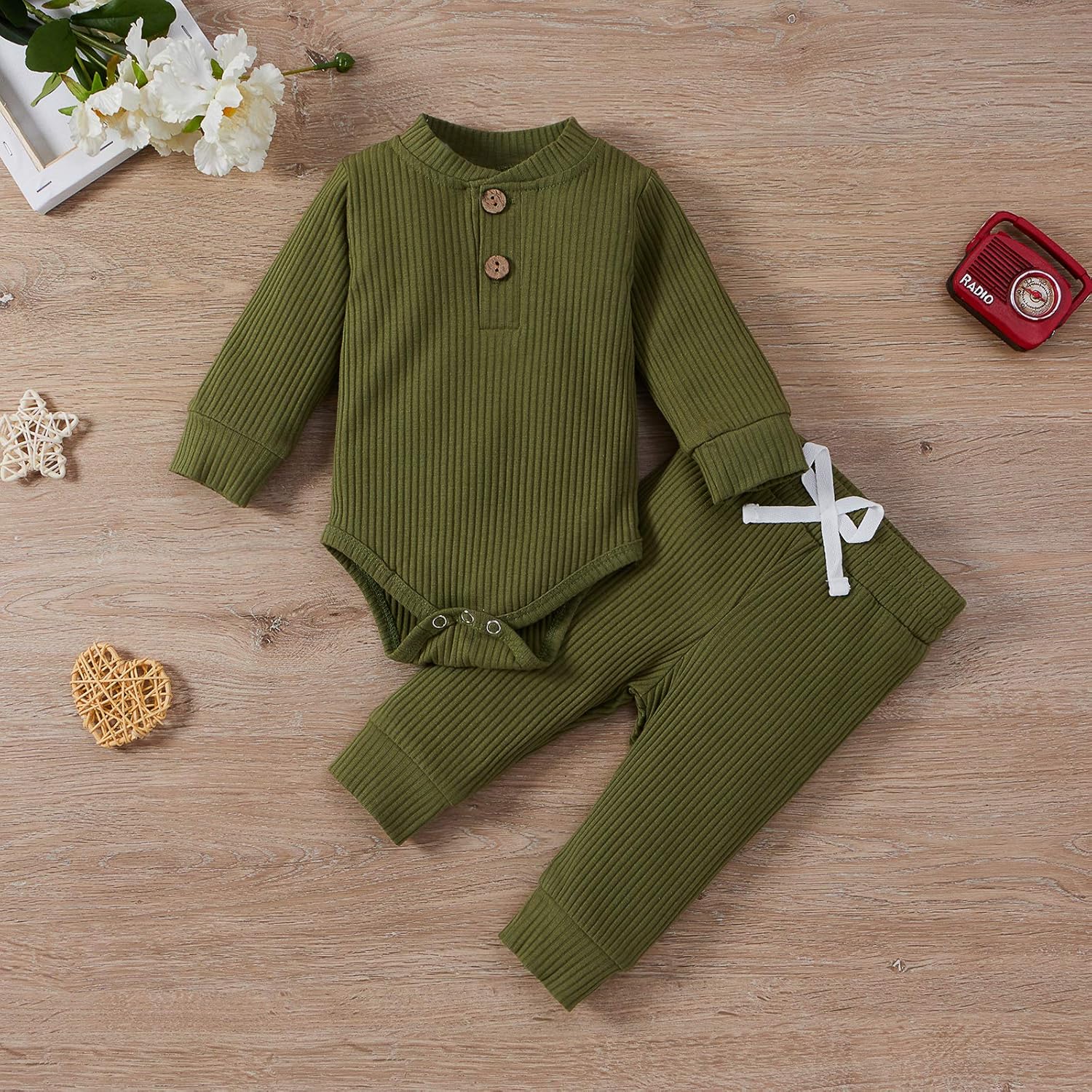 Warm Soft Cotton Romper Pants Set for Baby