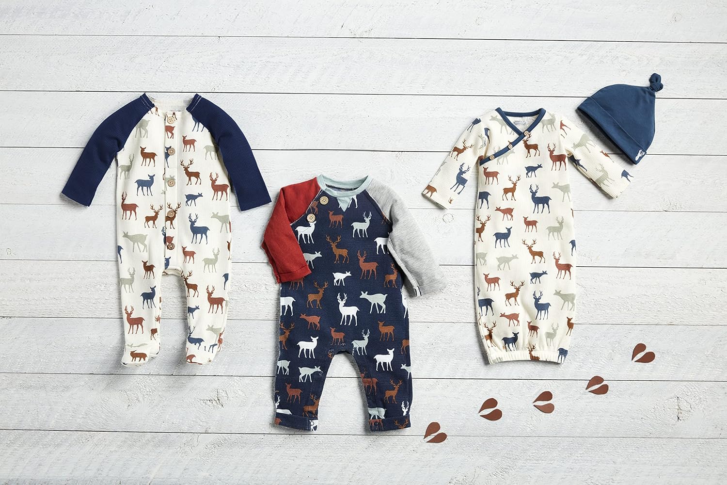 Mud Pie Baby Boys Cream Footed Deer Print Sleeper