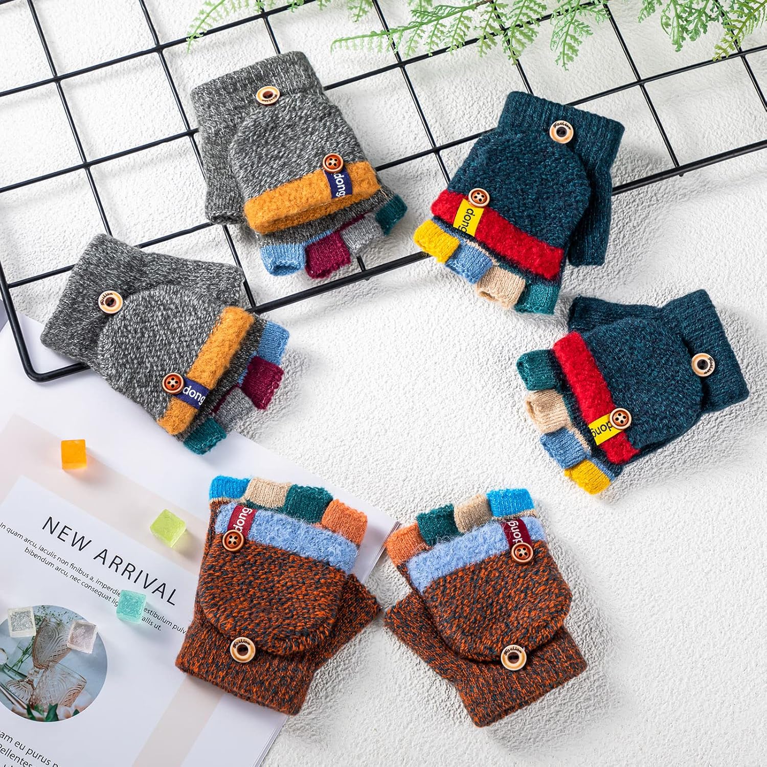 Handepo 3-Pair Kids Winter Gloves Convertible for 2-6 Year Olds