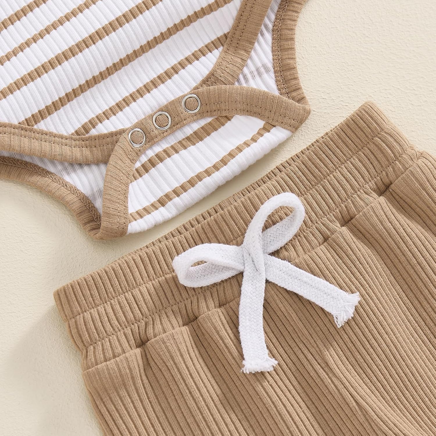 Molgkyo Newborn Baby Boy Romper Pants Set Ribbed Striped FallWinter Outfits